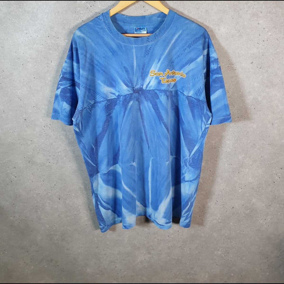 Vintage Hanes San Antonio Texas 90s USA Single Stitch T Shirt Men’s XL Blue C9449