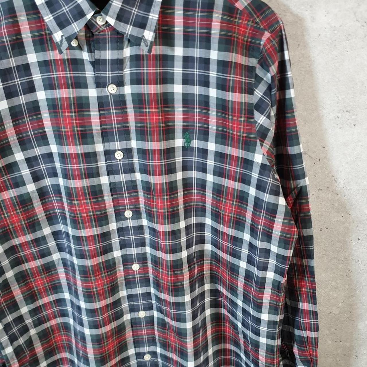Vintage Ralph Lauren Button Down Shirt Men’s Medium Red Checkered Classic Fit Cotton Pony
