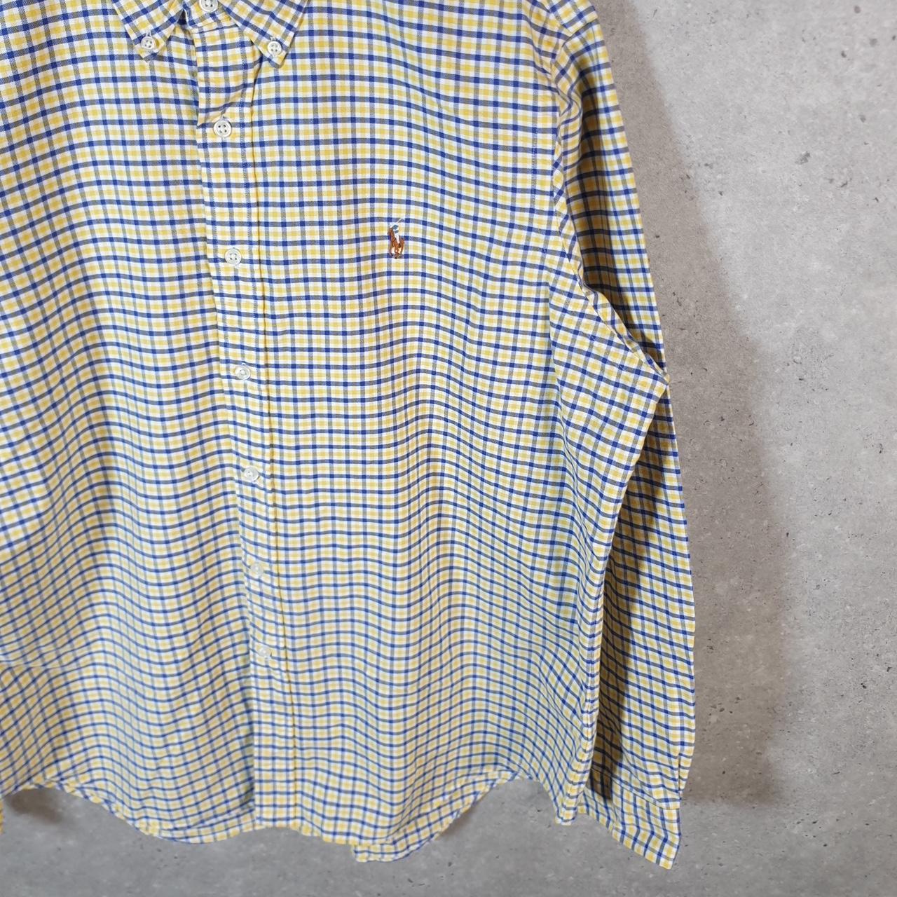 Vintage Ralph Lauren Button Down Shirt Men’s XL Yellow Custom Fit Cotton Pony