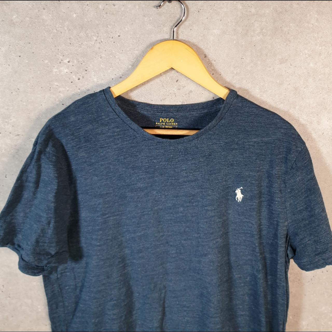 Vintage Ralph Lauren Polo T Shirt Men’s Large Blue Embroidered Custom Slim Fit Pony C9153