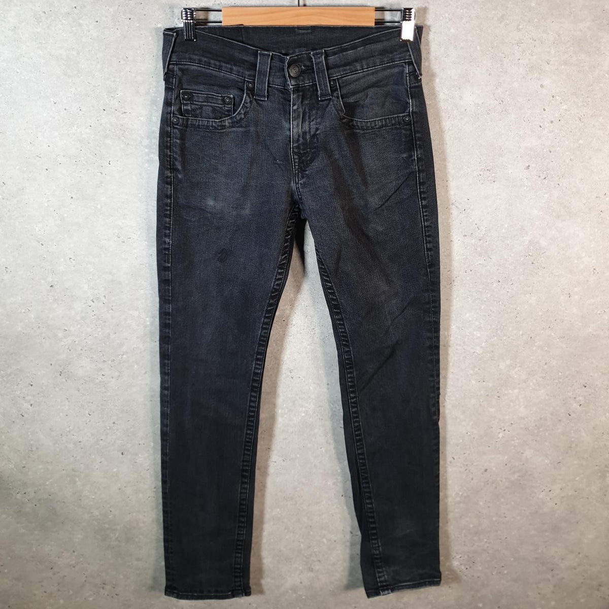 Vintage True Religion Slim No Flap Y2K Hip Hop Jeans Womens W29 Black Denim USA Big Fish Vintage