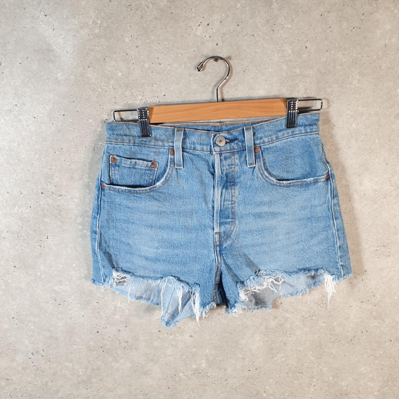 Vintage Levi’s 501 Cut Off Baggy Shorts Jorts Cargo Womens W27 Blue Relaxed Denim