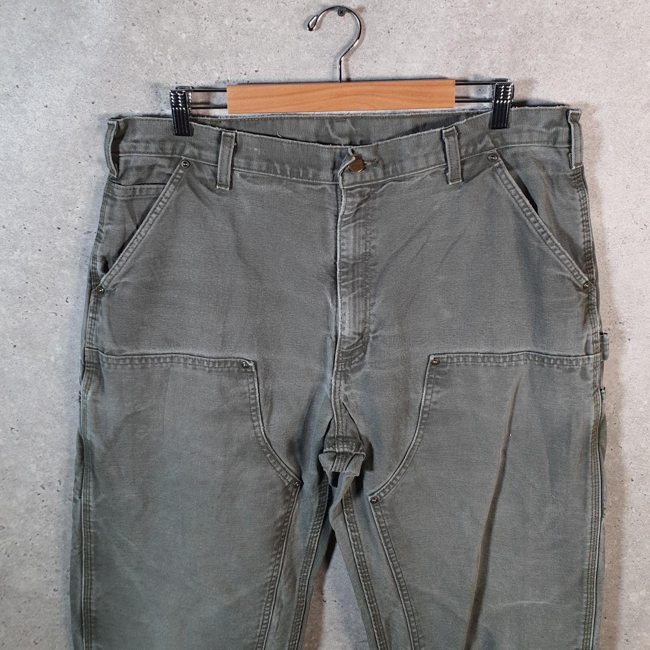 Vintage Carhartt Double Knee Carpenter Trousers Mens W38 L34 Khaki Green Dungaree Fit
