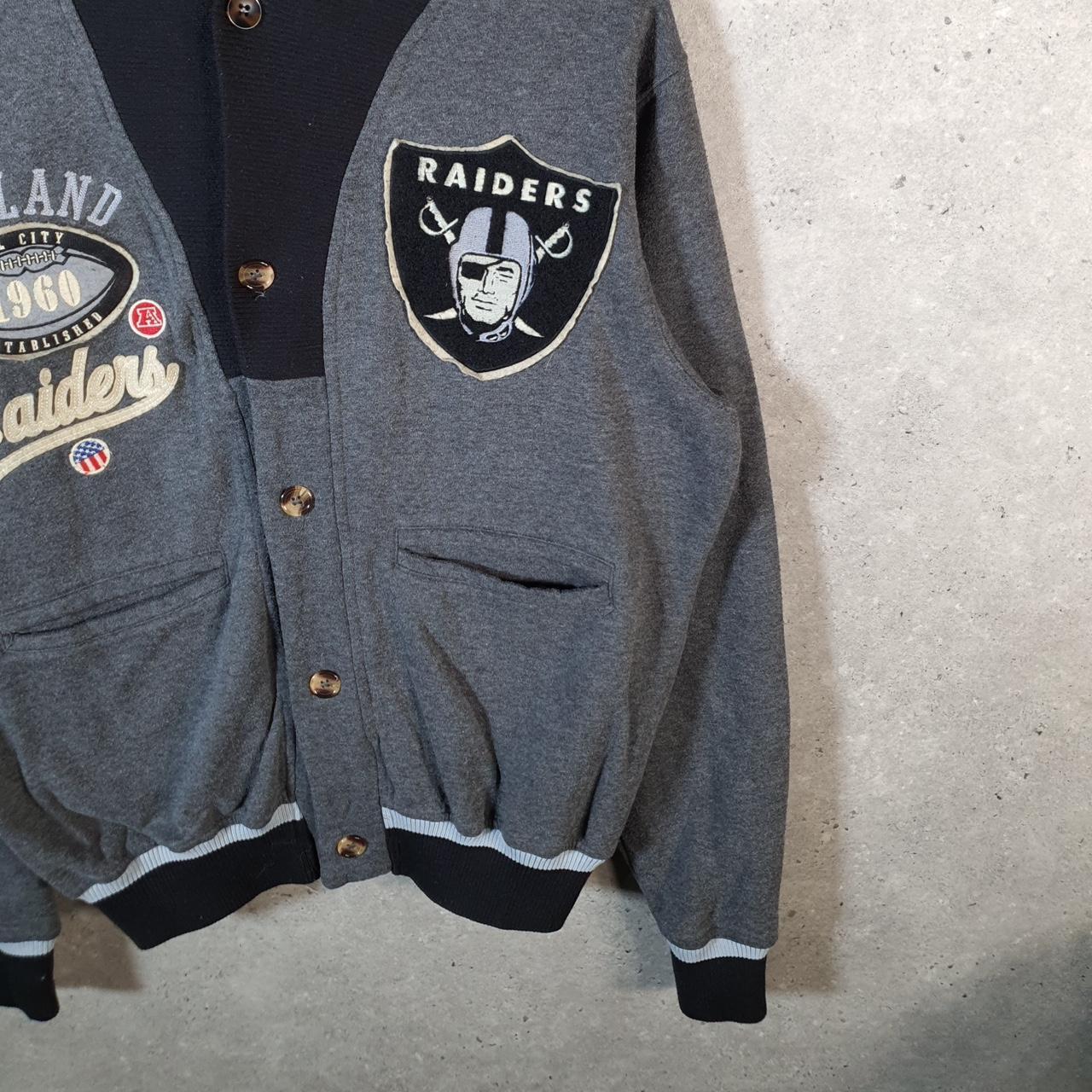 Vintage NFL Oakland Raiders Cardigan Embroidered Men’s Medium Grey Pro Sport USA