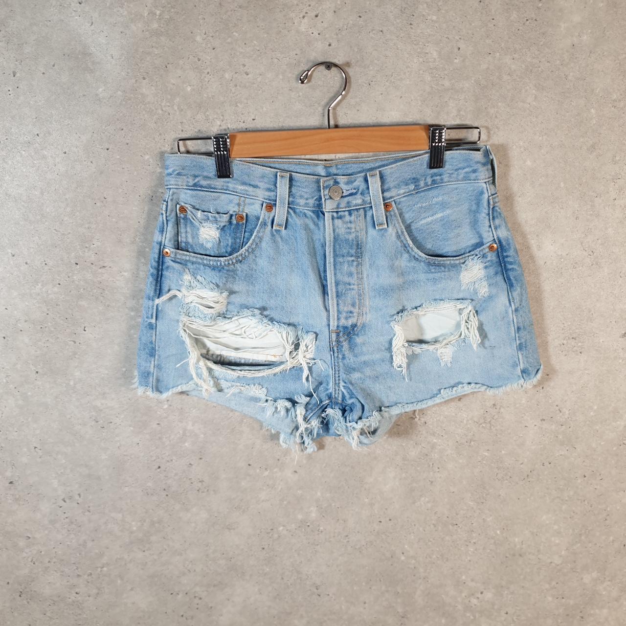Vintage Levi’s 501 Cut Off Baggy Shorts Jorts Cargo Womens W27 Blue Relaxed Denim