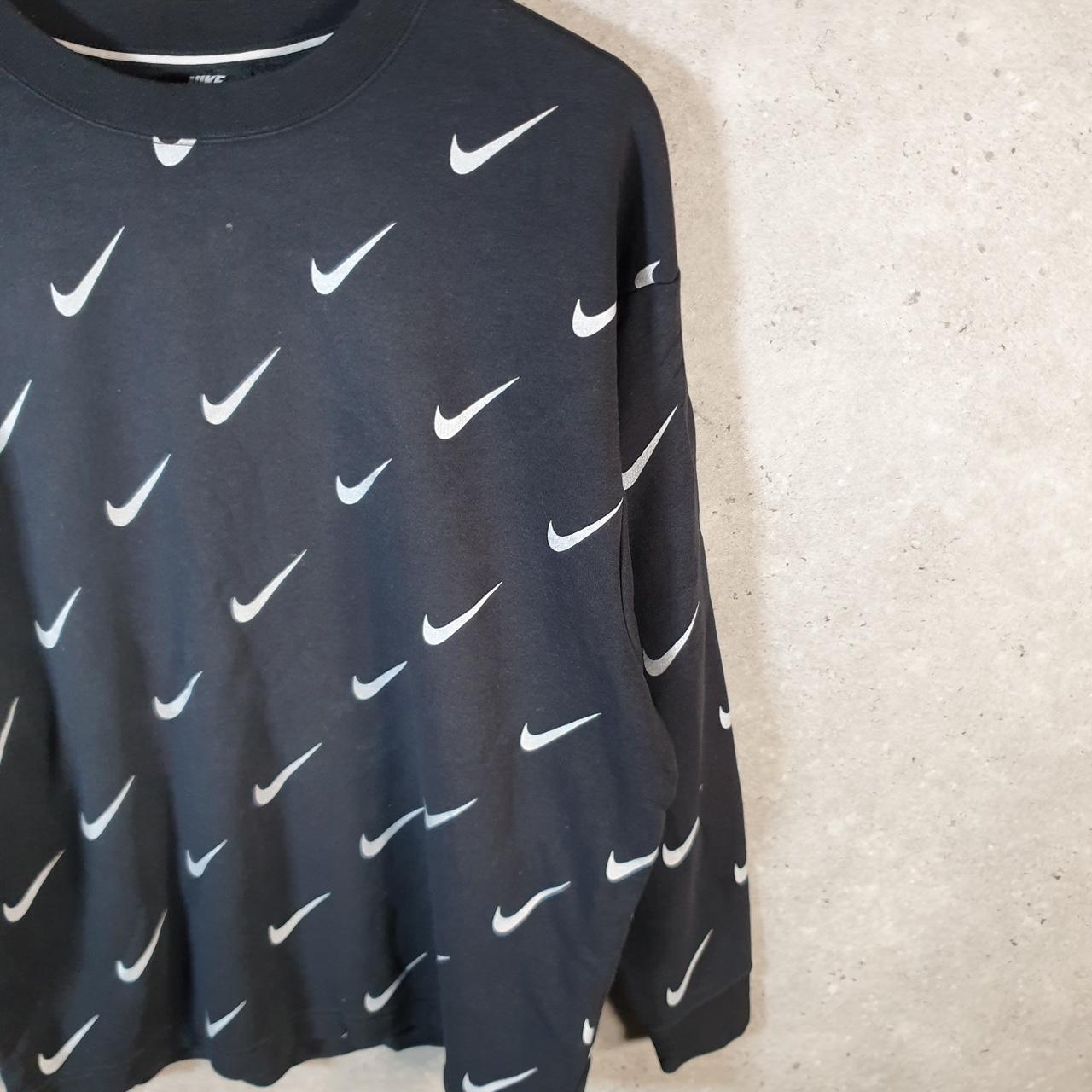 Vintage Nike All Over Print AOPA Sweatshirt Mens small Black Swoosh Y2K Pullover