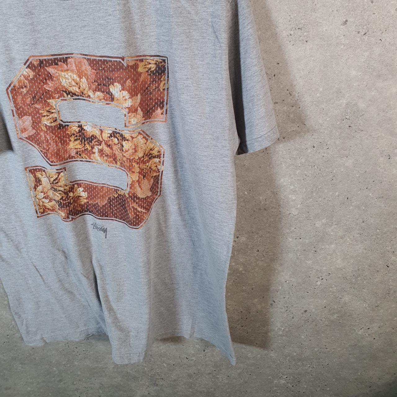 Vintage Stussy Spellout Printed T Shirt Men’s Large Grey Graphic Short Sleeve