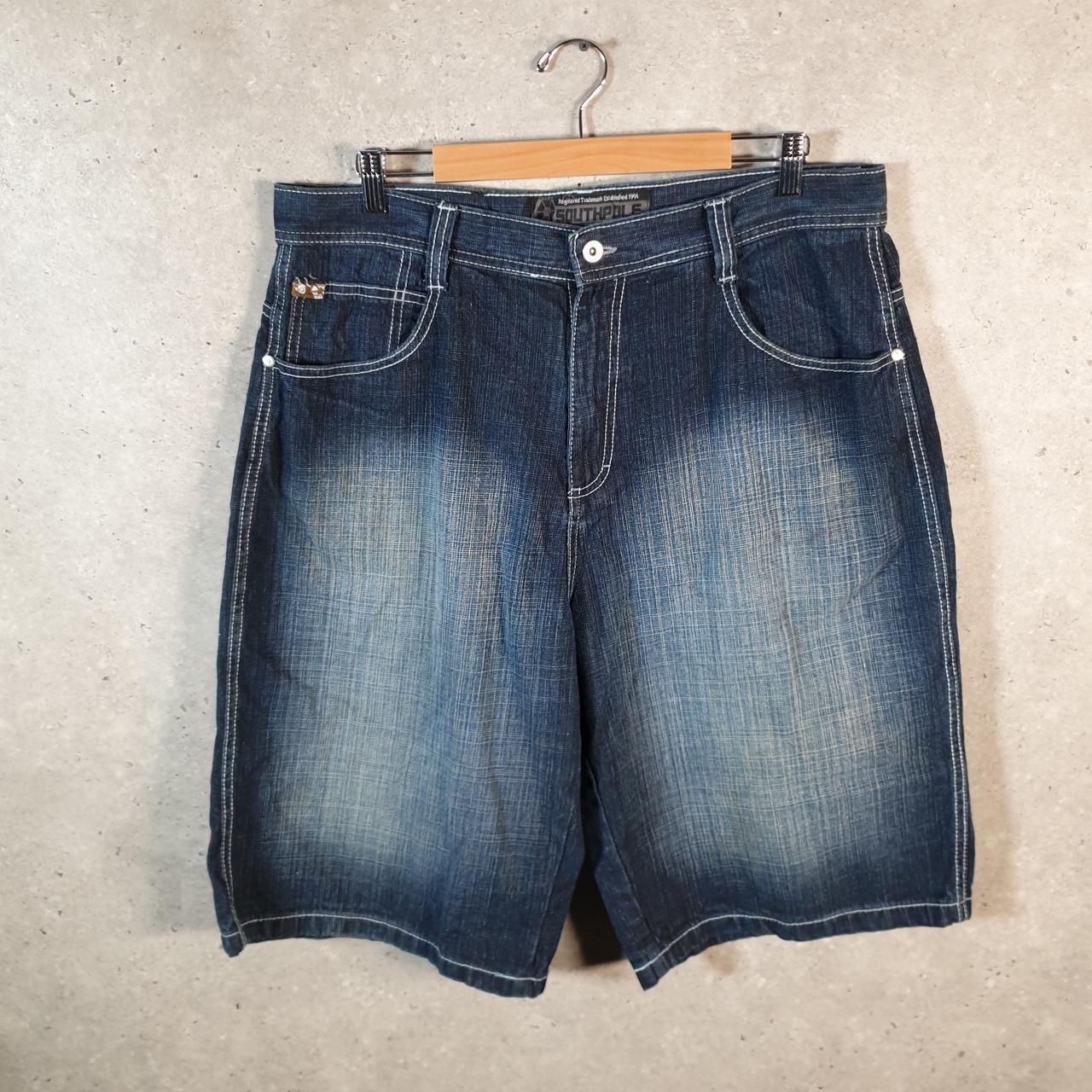 Vintage Southpole Baggy Y2K Hip Hop Jeans Shorts Jorts Mens W38 Blue Denim USA Big Fish Vintage