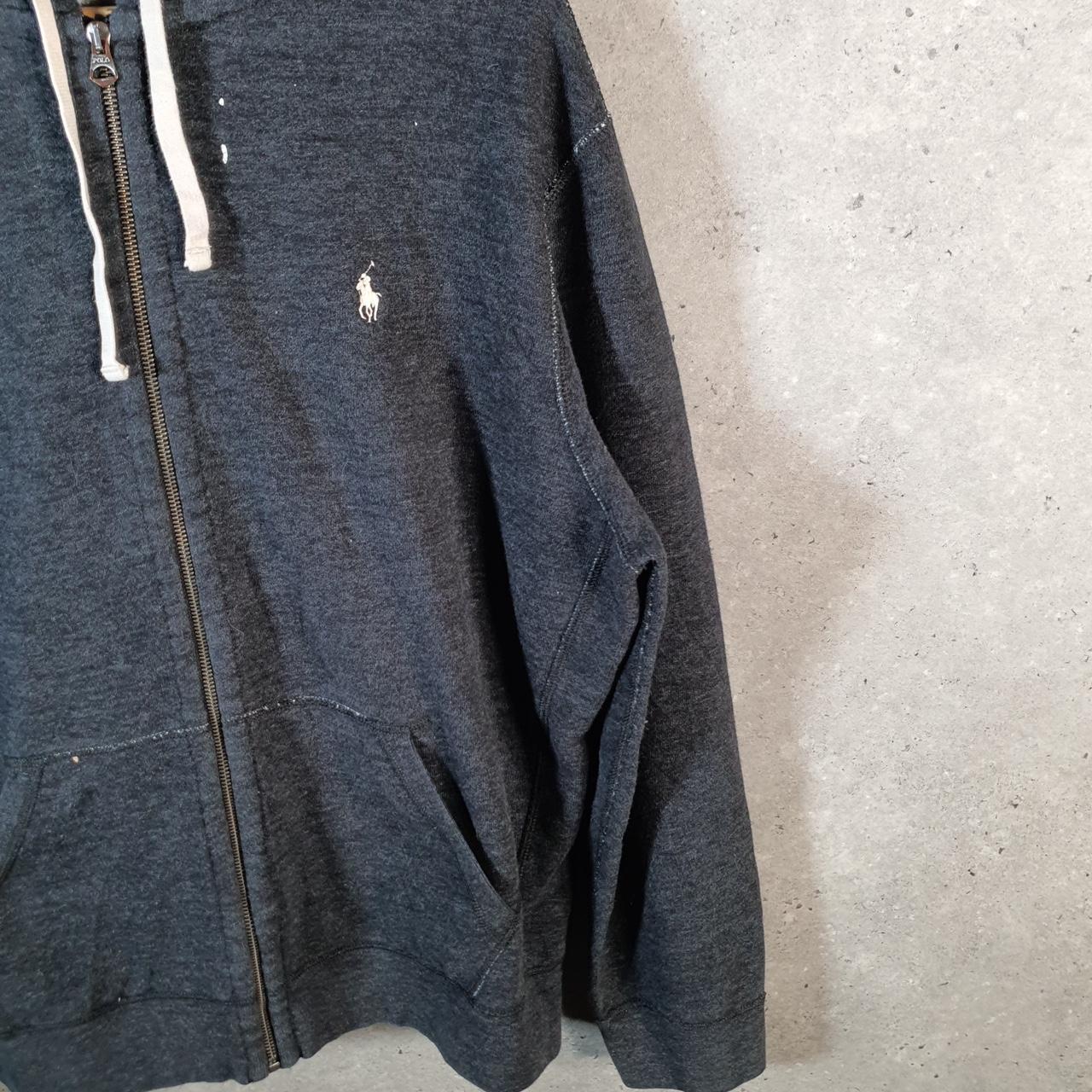 Vintage Ralph Lauren Polo Heavyweight Hoodie Men’s XL Grey Cotton Full Zip Pony