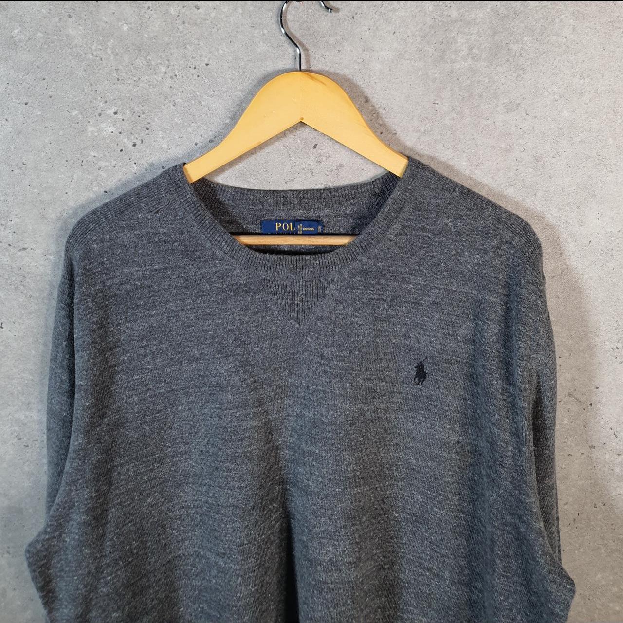 Vintage Ralph Lauren Polo Knit Sweatshirt Men’s Large Grey Pullover Pony C8850