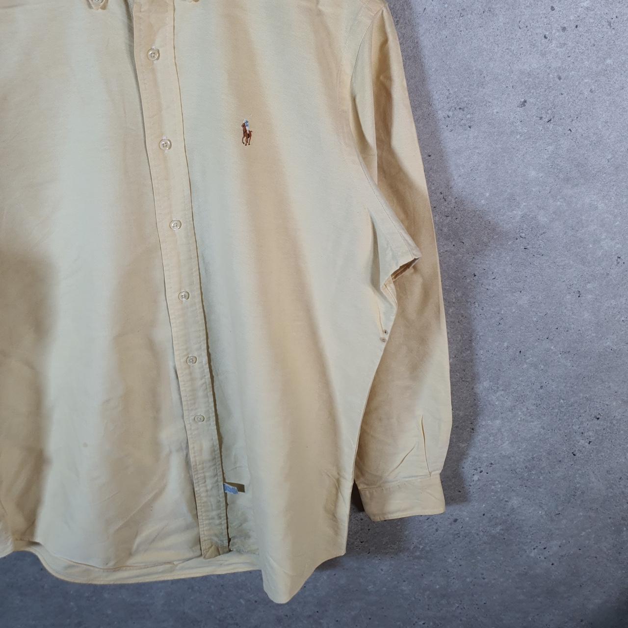 Vintage Ralph Lauren Button Down Shirt Men’s Large Yellow Custom Fit Cotton Pony