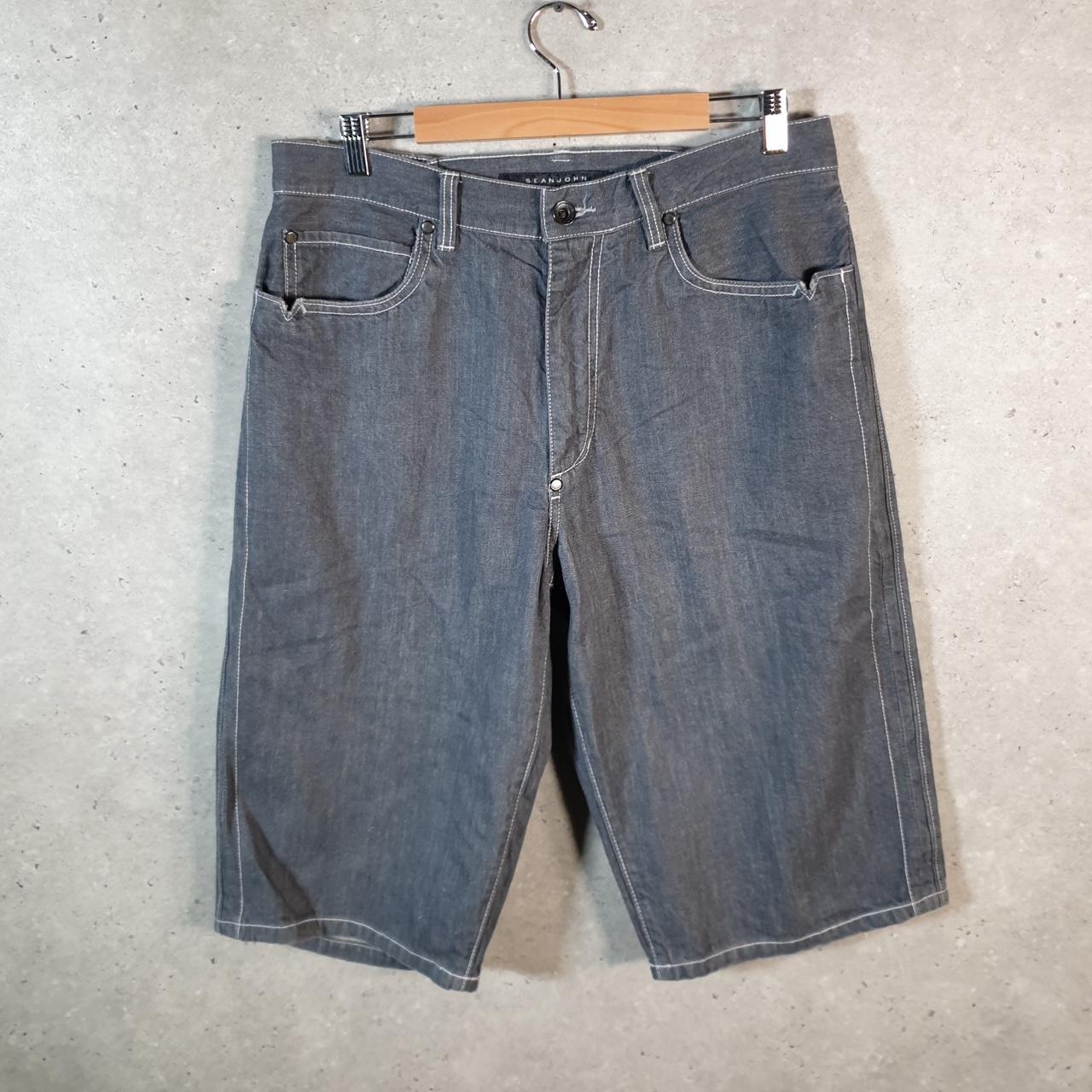 Vintage Sean John Baggy Y2K Hip Hop Jeans Shorts Jorts Mens W36 Grey Denim USA Big Fish Vintage