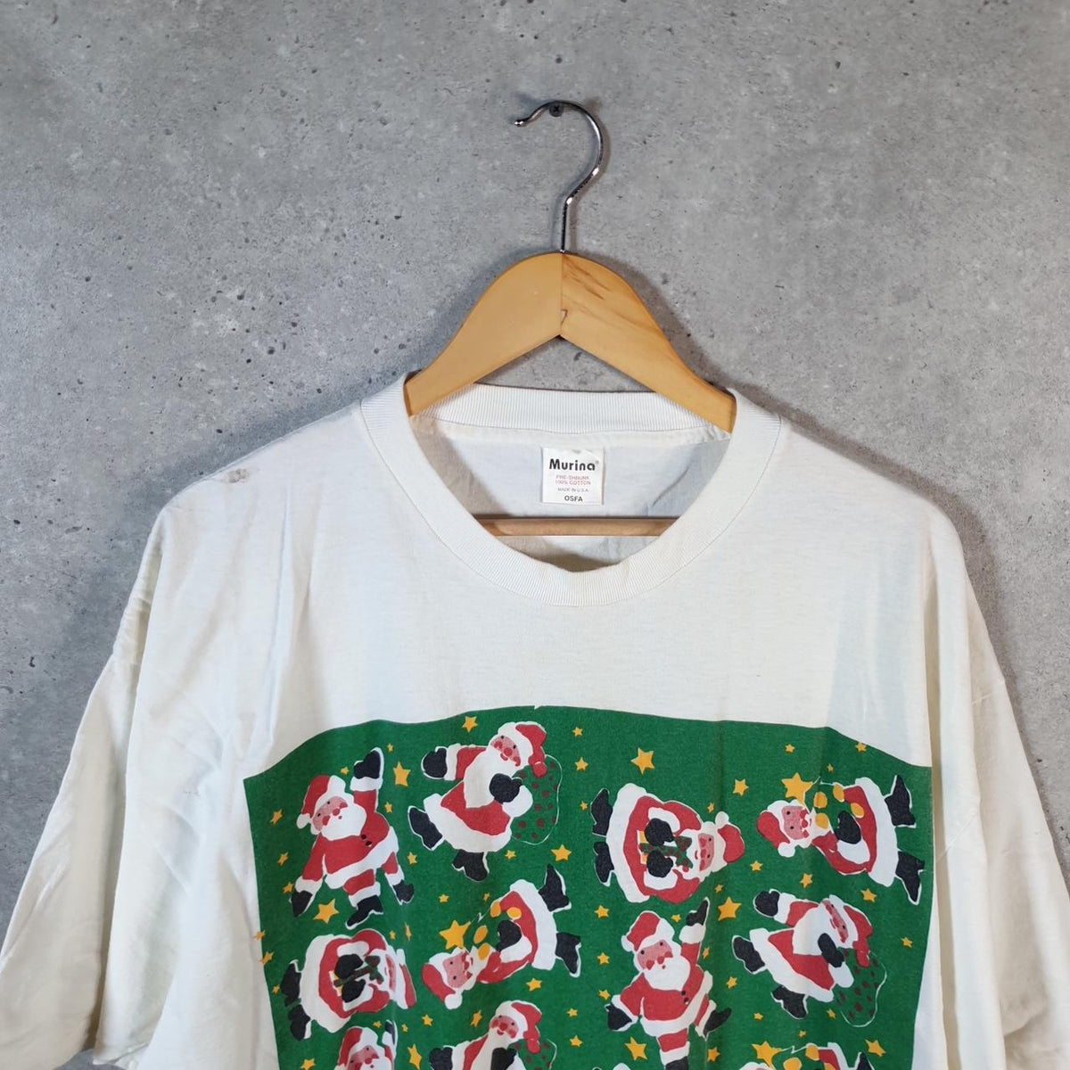 Vintage Murina Merry Christmas Santa Claus USA 90s Single Stitch T Shirt Men’s XL White