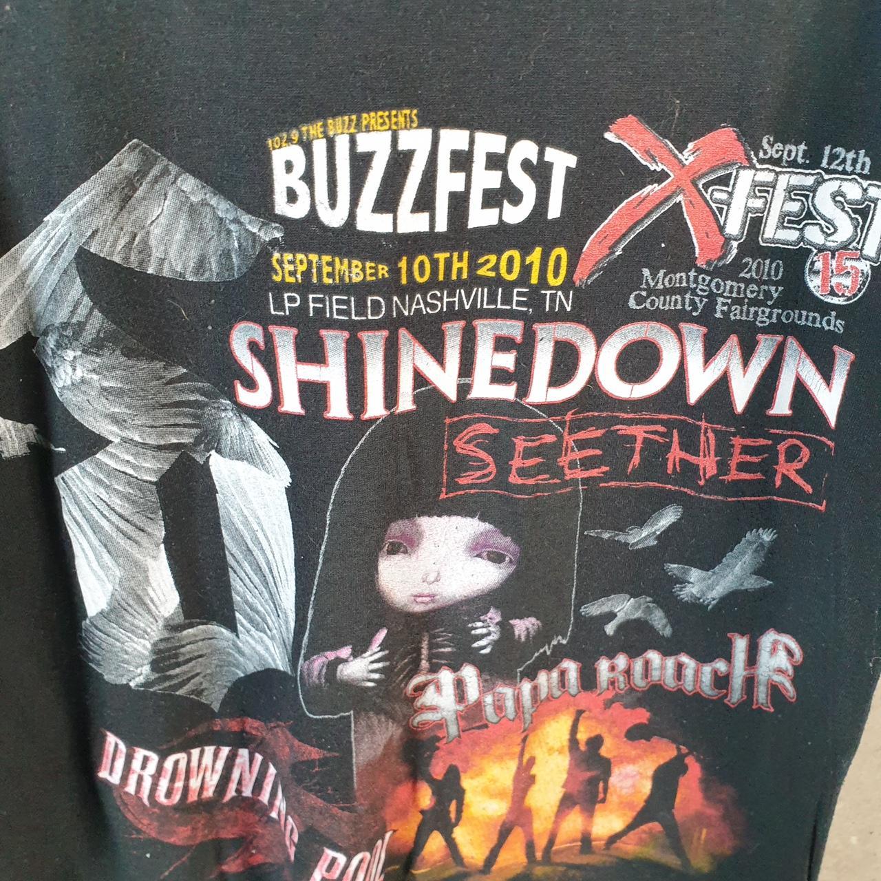 Vintage Buzzfest 2010 Shinedown Seether Montgomery County Fairgrounds T Shirt Men’s Small Black