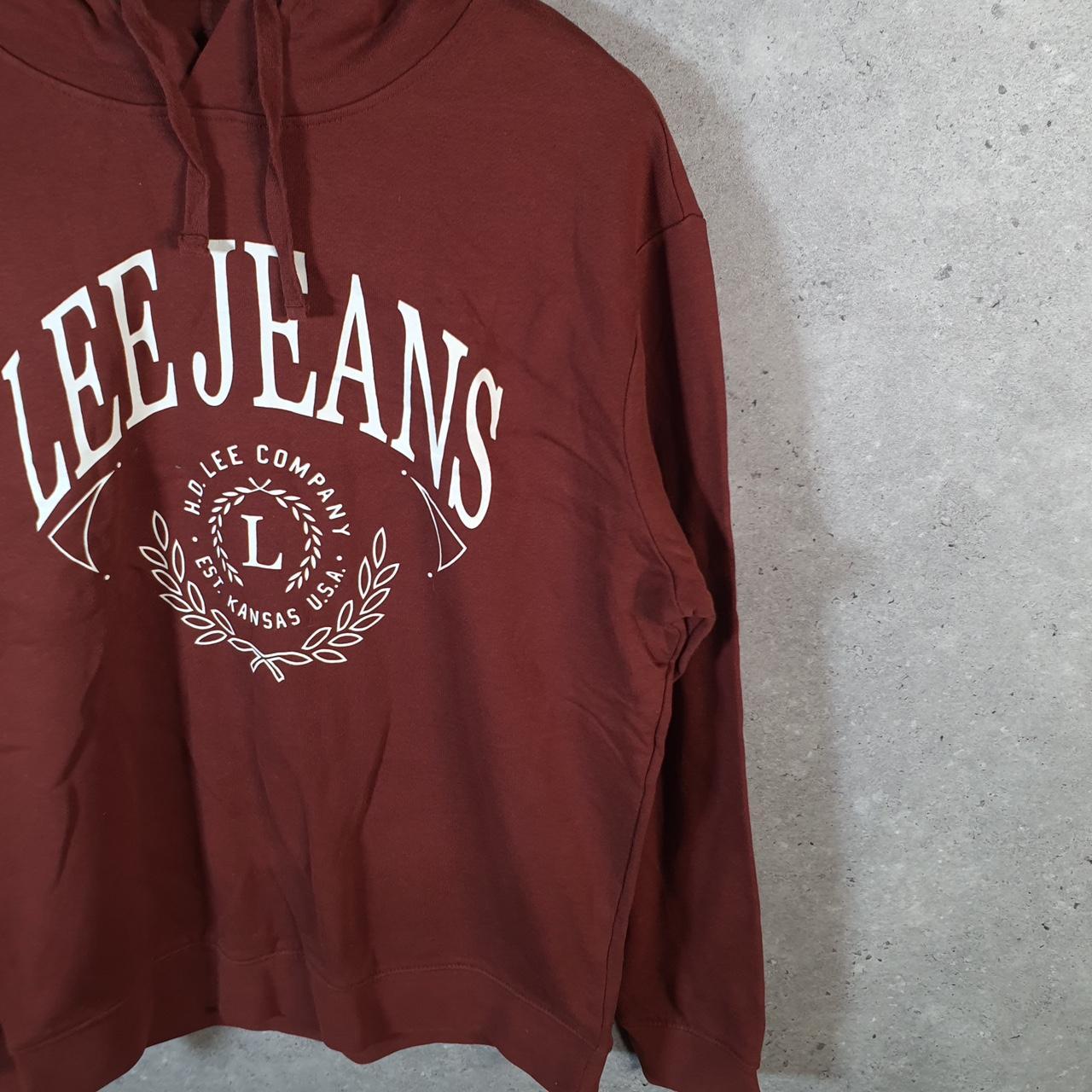 Vintage Lee Jeans Hoodie Men’s Small Burgundy Pullover