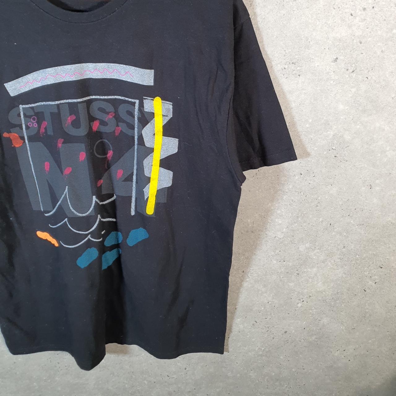 Vintage Stussy N4 Spellout Printed T Shirt Men’s Large Black Graphic Short Sleeve