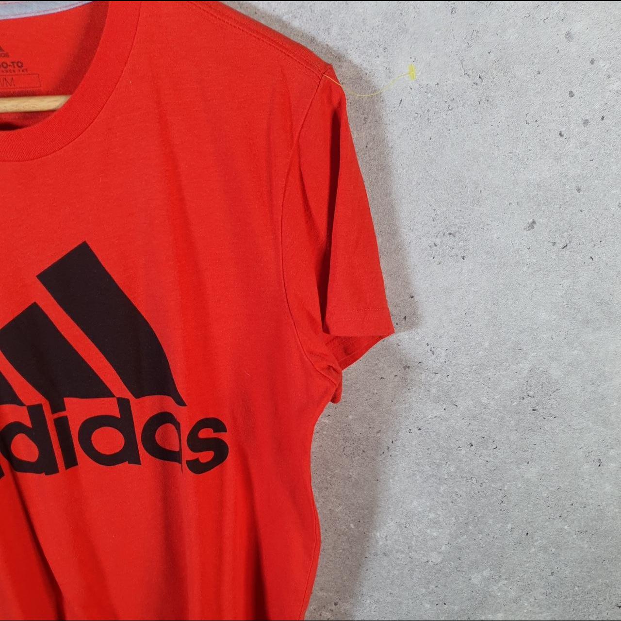 Vintage Adidas Go To Performance Tee T Shirt Men’s Medium Orange Three Stripes Logo