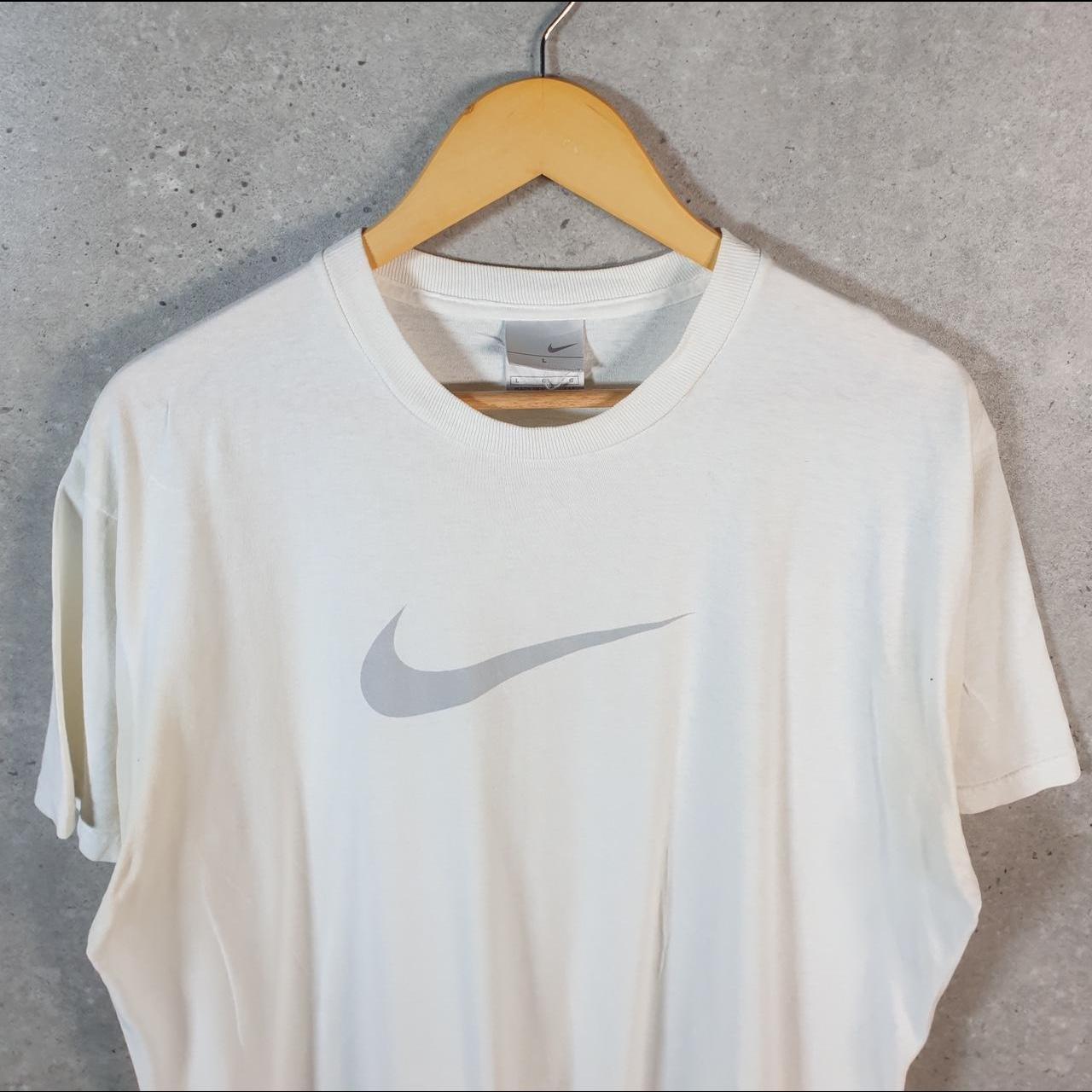 Vintage Nike 90 Swoosh T Shirt Shirt Men’s Large White Logo Athletic C9938