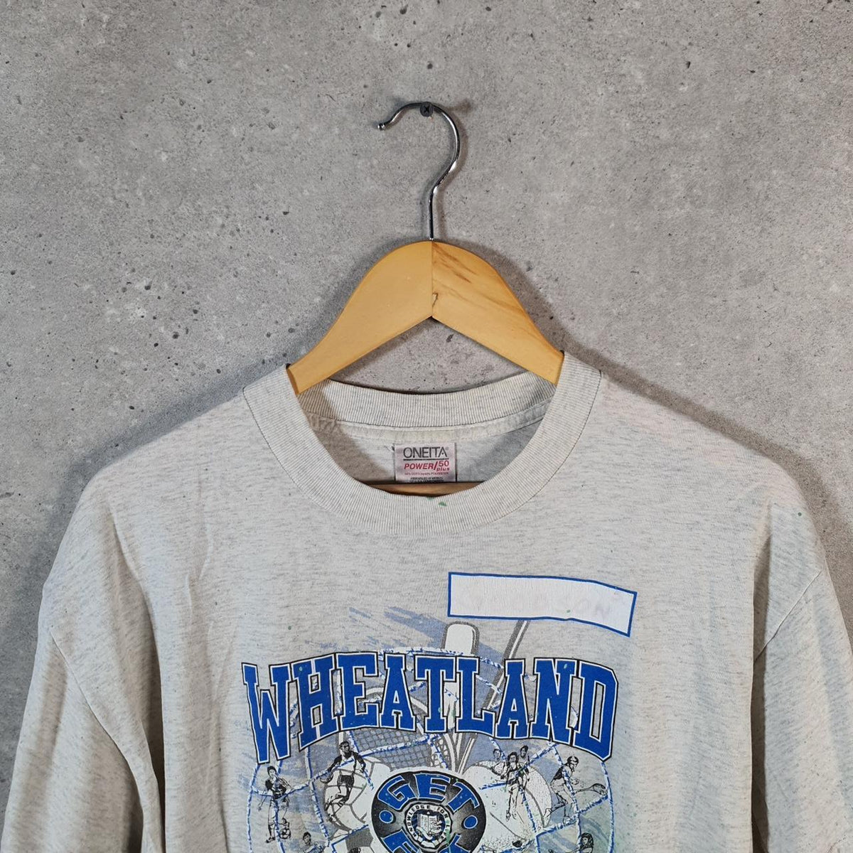 Vintage Oneita Power Wheatland Pirates T Single Stitch T Shirt Men’s Large Grey Big Fish Vintage