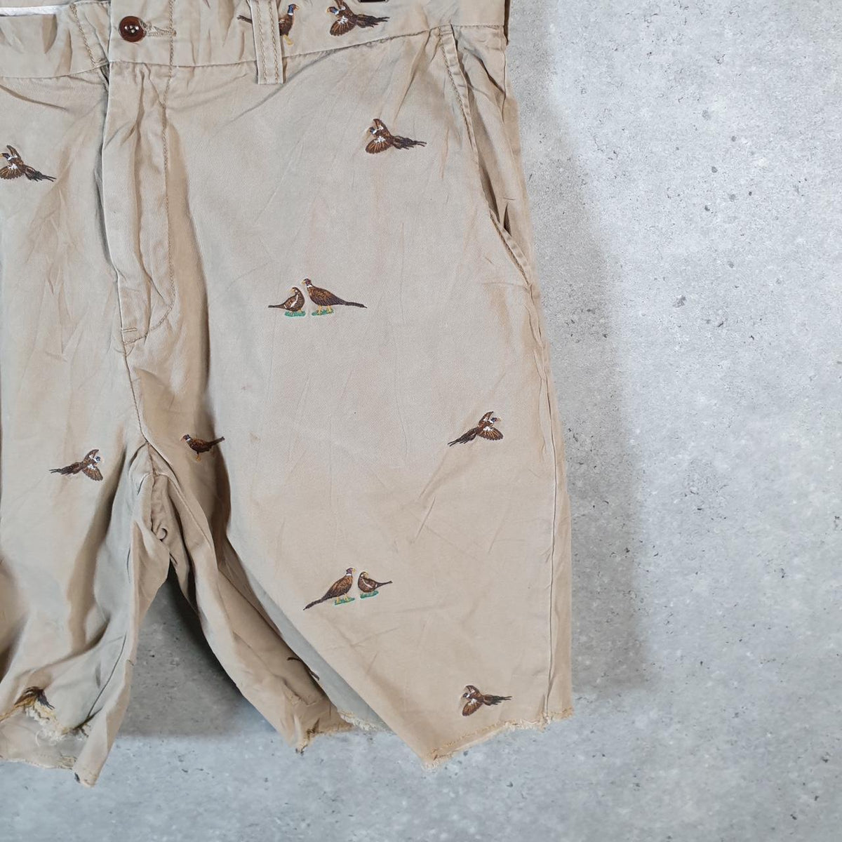 Vintage Ralph Lauren Polo Embroidered Pheasants Shorts Jorts Chino Cargo Men’s W36 Brown