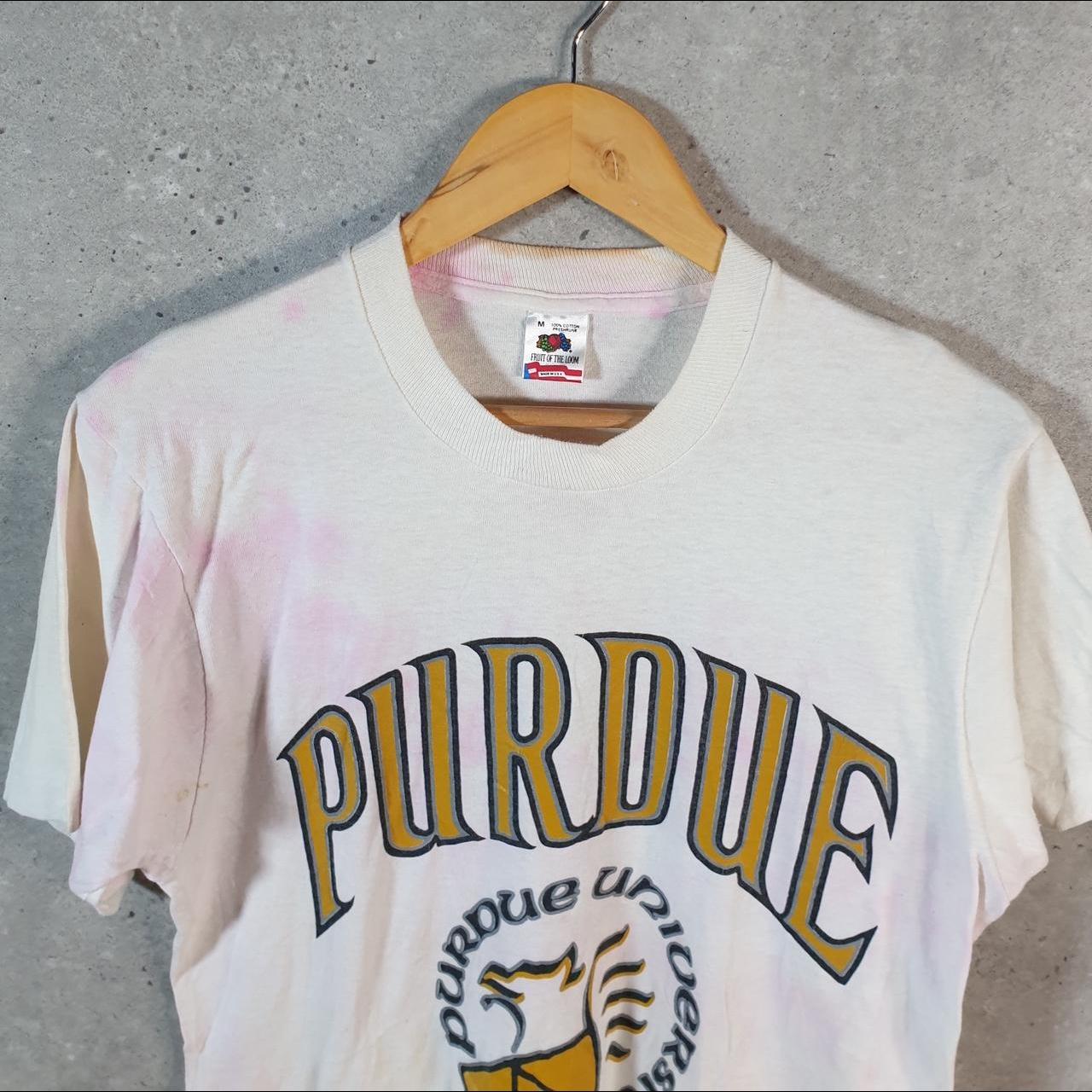 Vintage Fruit of the Loom Purdue University 90s USA Single Stitch T Shirt Men’s Medium Pink C8399