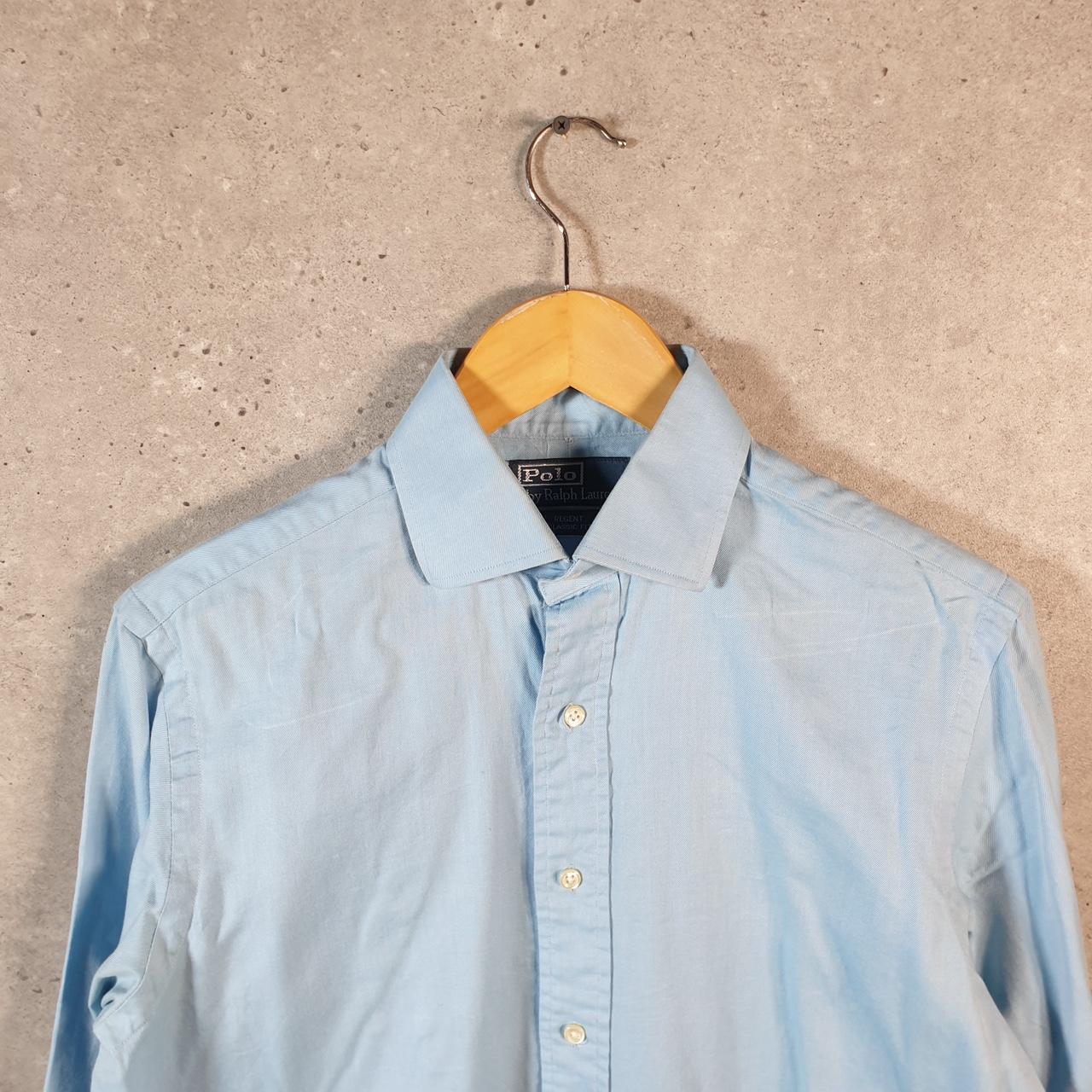 Vintage Ralph Lauren Button Down Shirt Men’s Medium Blue Striped Regent Classic Fit Cotton Big Fish Vintage