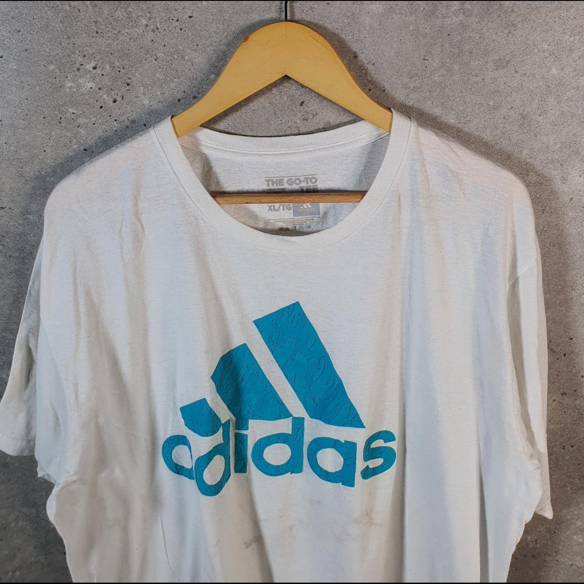 Vintage Adidas Go Tee T Shirt Men’s XL White Three Stripes Logo Athletic C9837