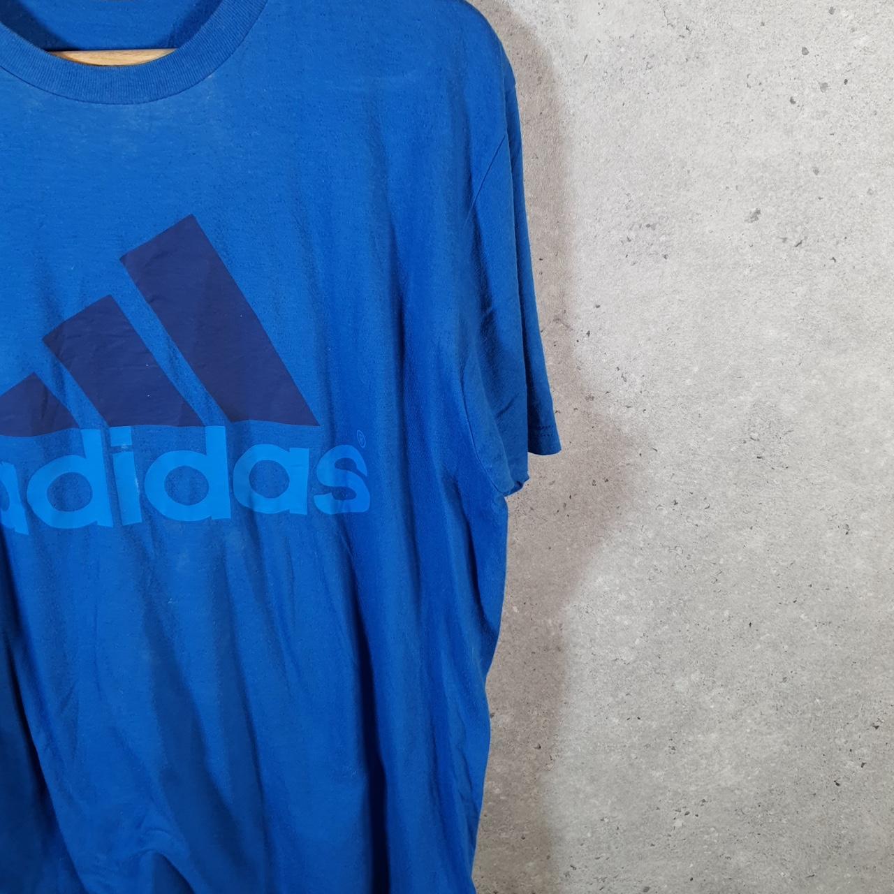 Vintage Adidas Feelgood Climalite T Shirt Men’s Large Blue Three Stripes Logo Athletic