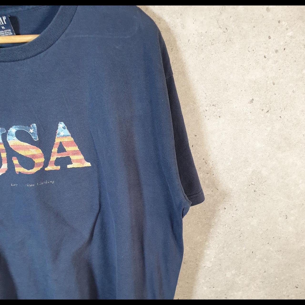 Vintage Gap USA Flag T Shirt Men’s XL Navy Blue Logo Classic Fit