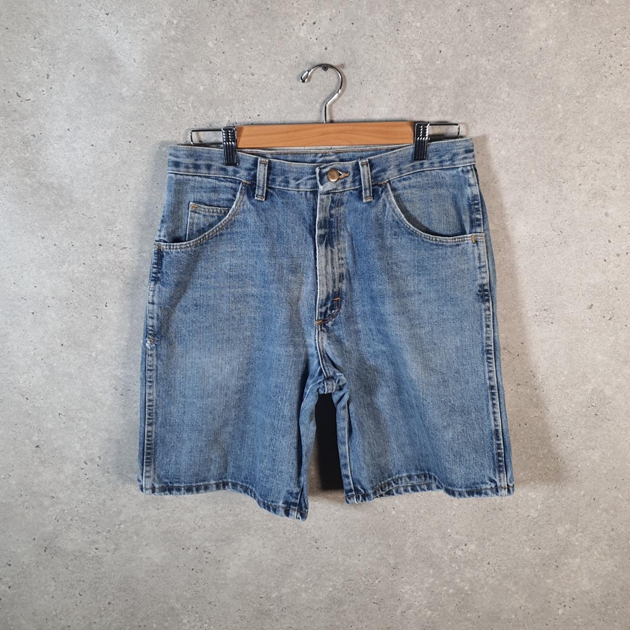 Vintage Wrangler Denim Shorts Jorts Cargo Men’s W30 Relaxed Blue Baggy Cotton