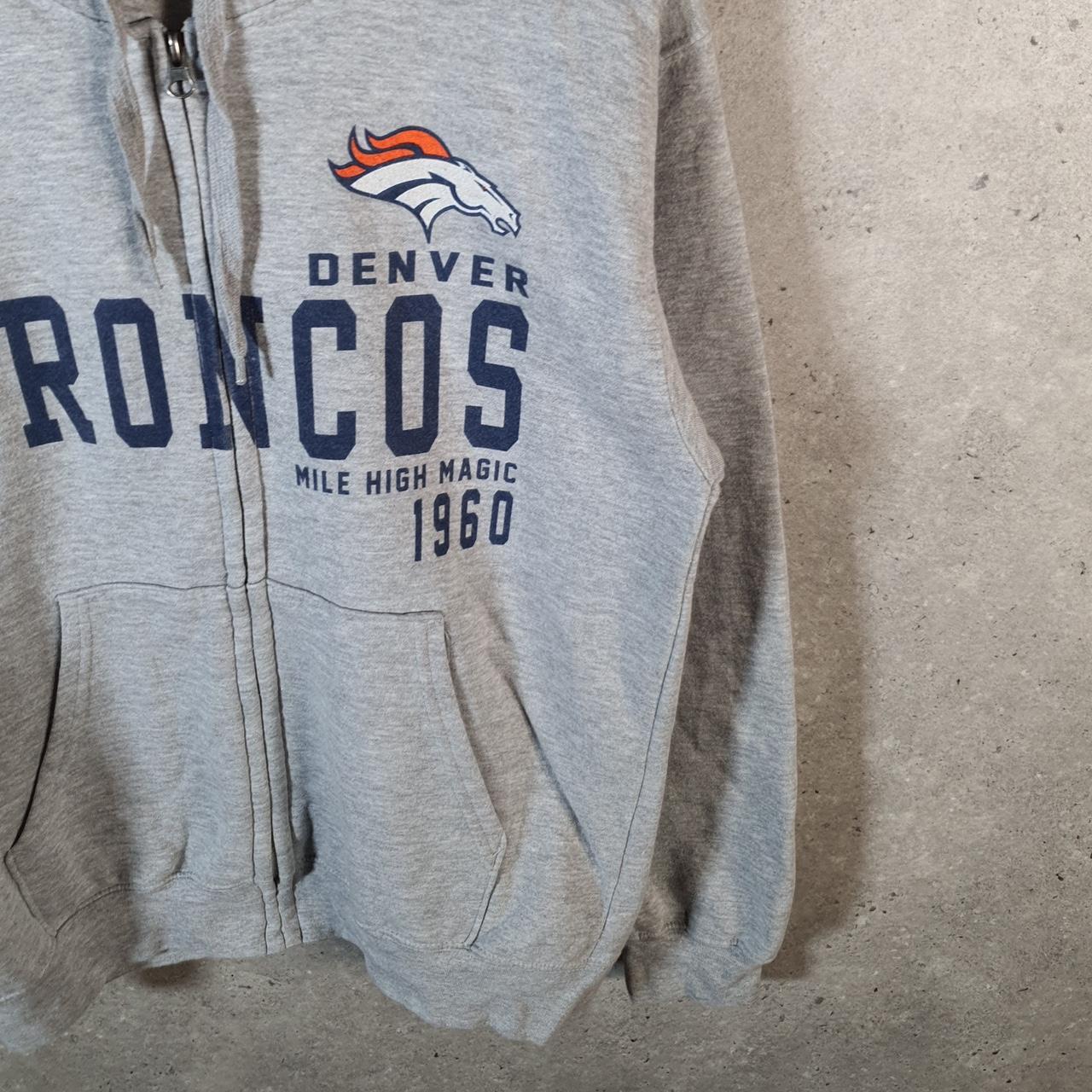 Vintage NFL Denver Broncos Hoodie Womens Large Grey Full Zip USA Pro Sport