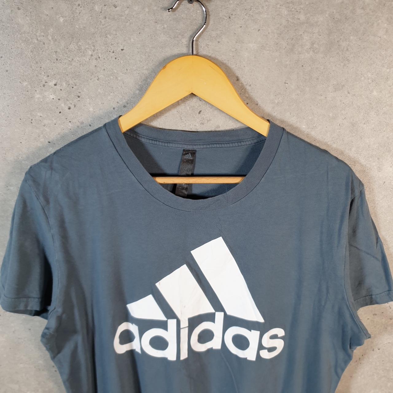 Vintage Adidas T Shirt Shirt Men’s Large Blue Three Stripes Logo Athletic C9899