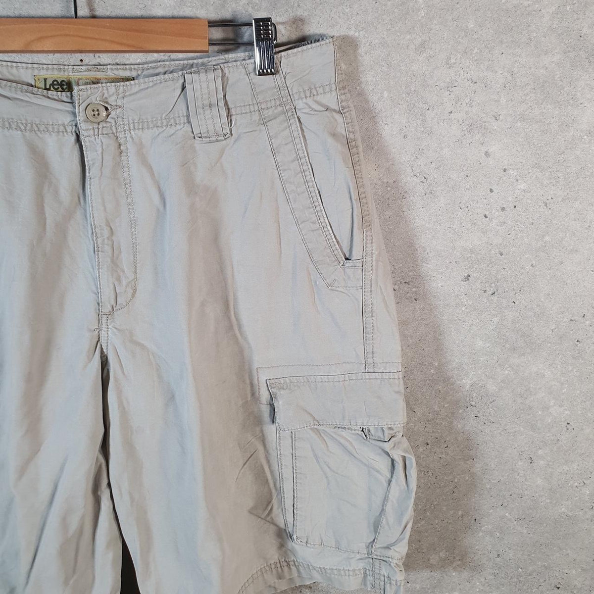 Vintage Lee Chino Shorts Jorts Cargo Mens W36 Brown Baggy Cotton A4449