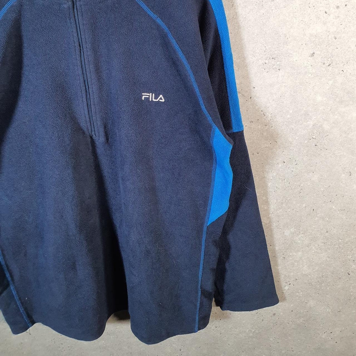 Fila Fleece 1/4 zip Sweatshirt Mens Large Blue Embroidered Logo