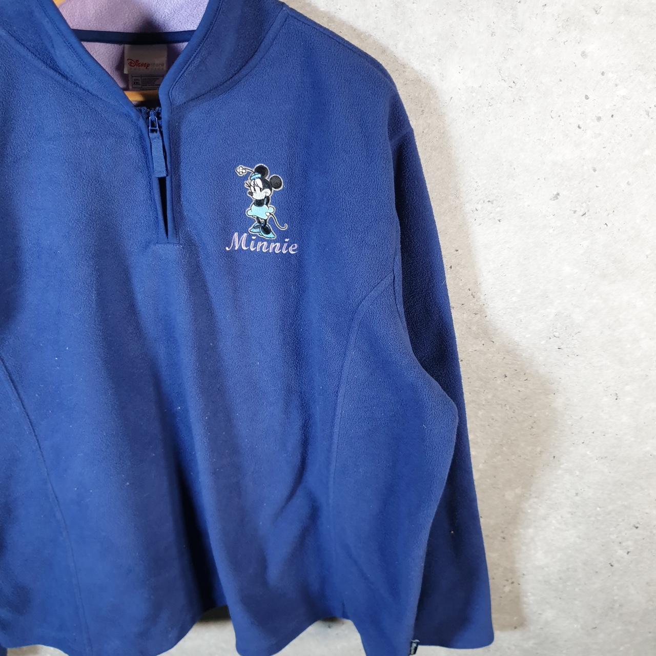 Disney Minnie Mouse 1/4 Zip Fleece Pullover Sweatshirt Mens 2XL Blue Embroidered Logo