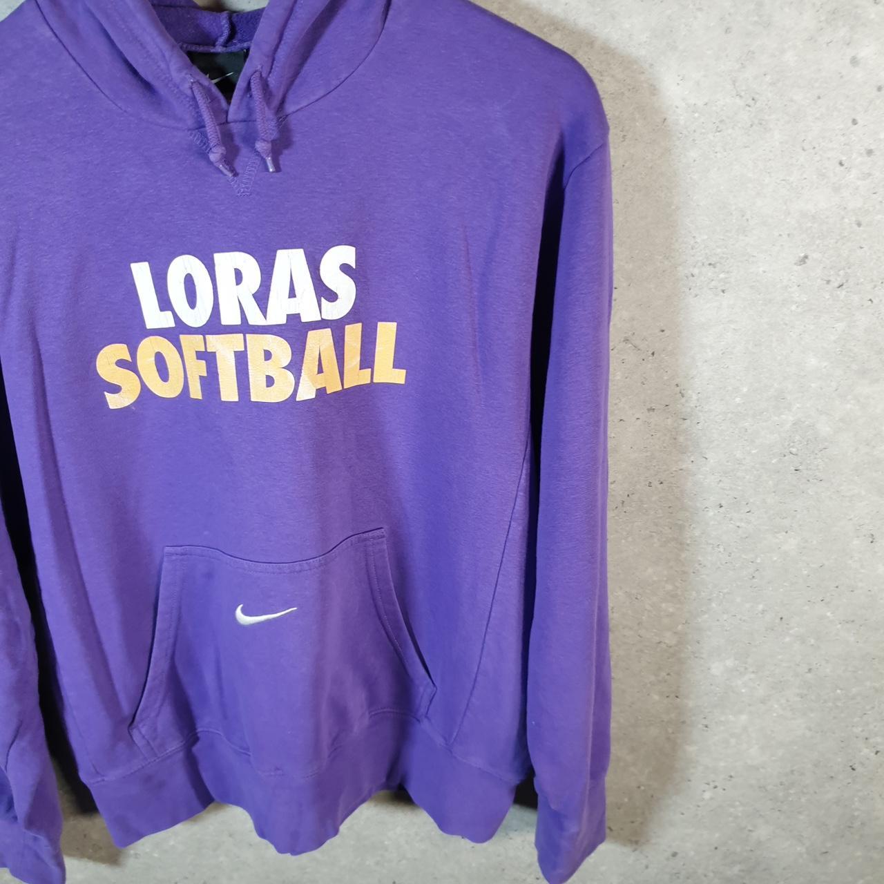 Vintage Nike Centre Swoosh Loras Softball Hoodie Men’s Medium Purple Swoosh Y2K