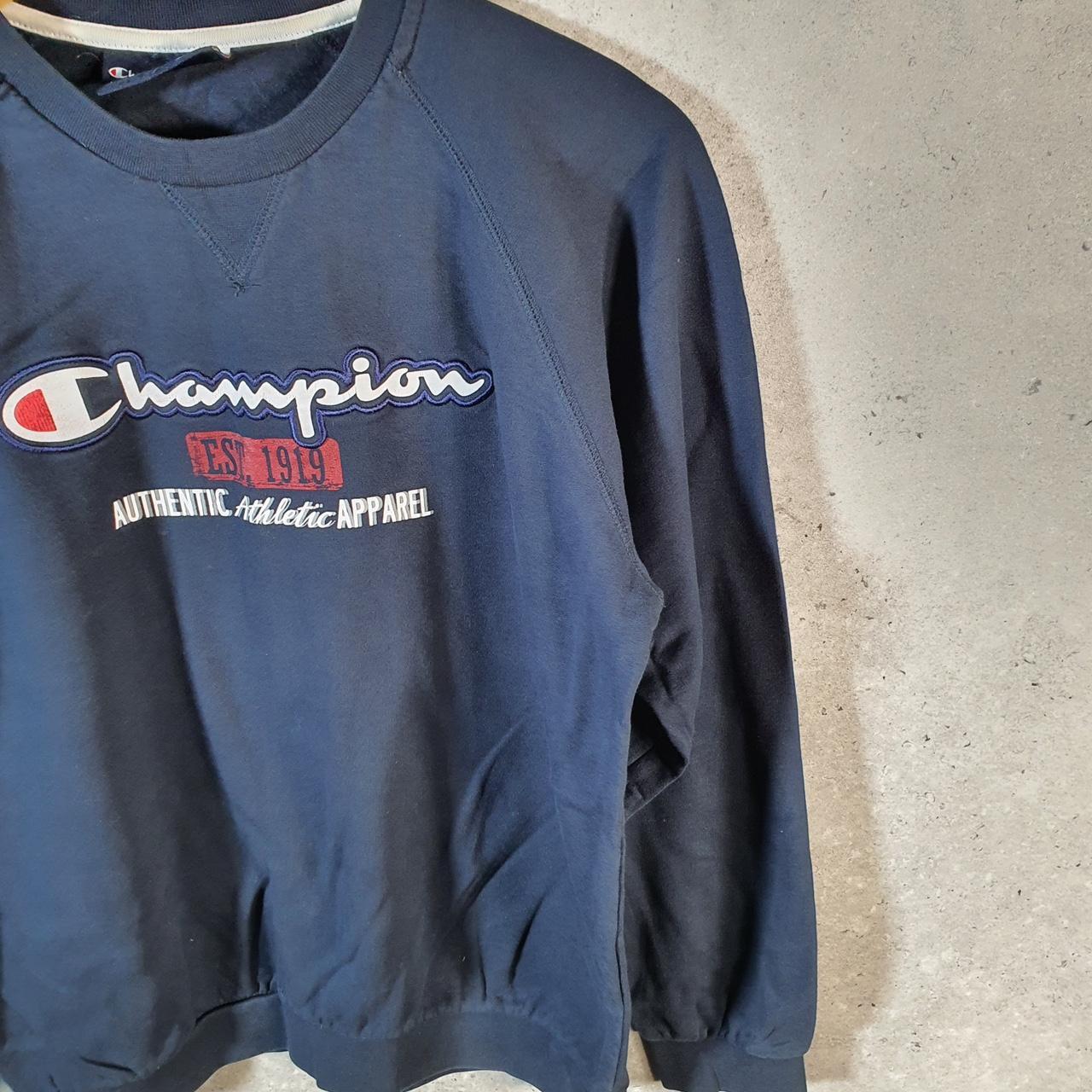 Vintage Champion Spellout Embroidered Sweatshirt Youth XL Navy Blue Pro Sport Pullover