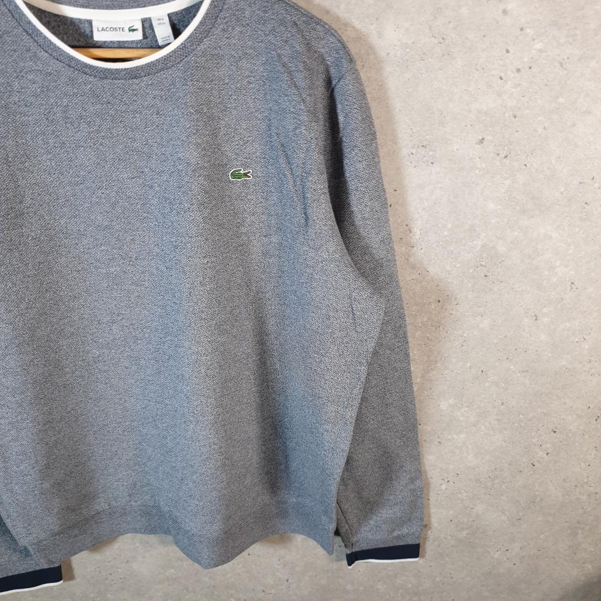Vintage Lacoste Knit Sweater Mens XL Grey Y2K Jumper Logo