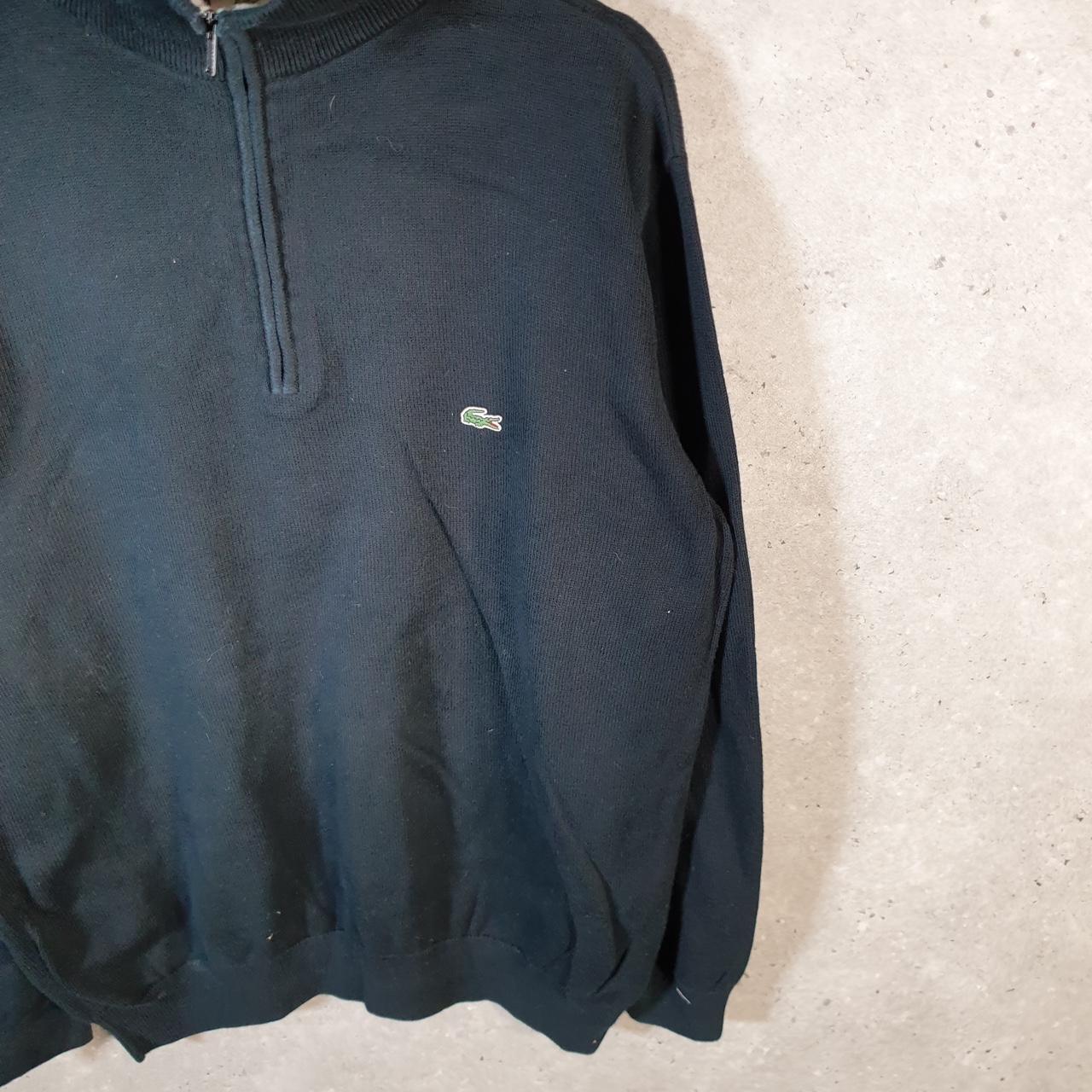Vintage Lacoste Sweatshirt Men’s Large Black 1/4 Zip Pullover Logo Y2K Jumper