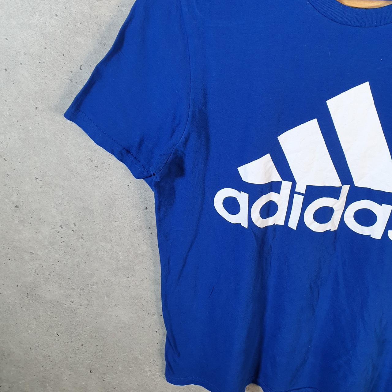Vintage Adidas Amplifier T Shirt Men’s Small Blue Three Stripes Logo Athletic