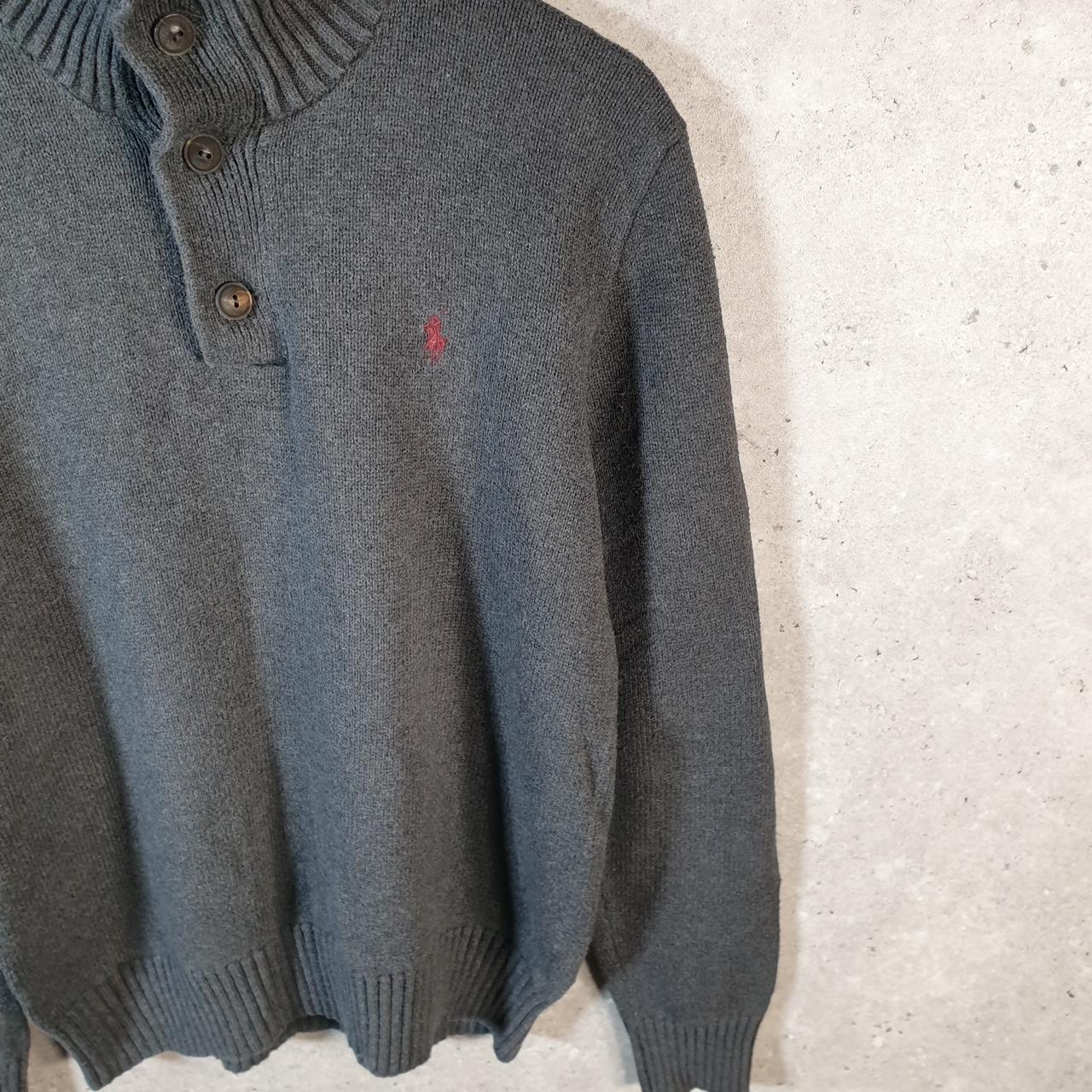 Vintage Ralph Lauren Polo 1/4 Button Sweatshirt Men’s Small Grey Cotton Pullover Pony