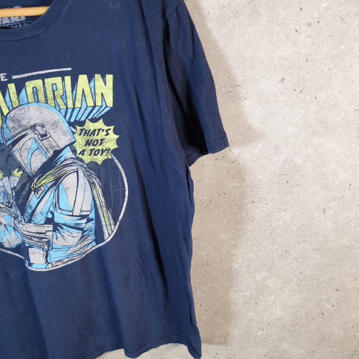 Vintage Star Wars Mandalorian T Shirt Men’s Large Navy Blue Logo Graphic Spellout