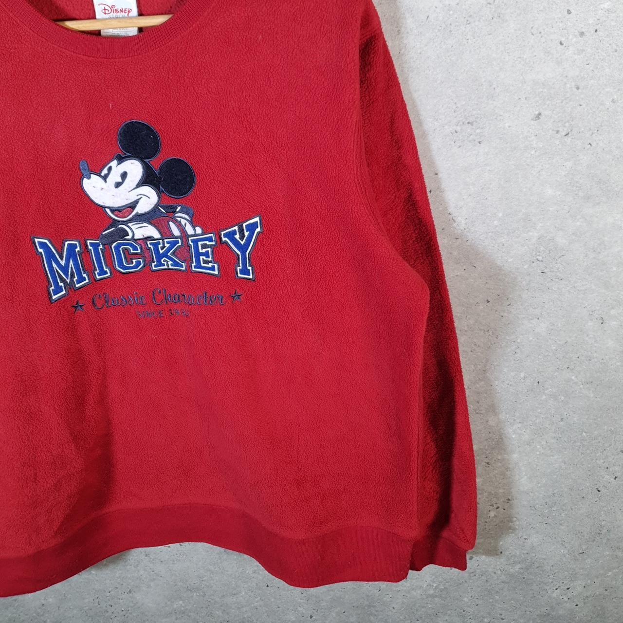 Disney Mickey Mouse Fleece Pullover Sweatshirt Mens Medium Red Embroidered Logo