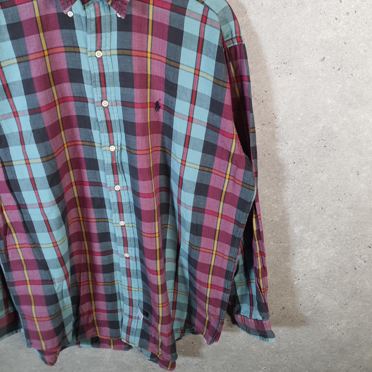 Vintage Ralph Lauren Button Down Shirt Men’s M Checkered Classic Fit Pony Cotton