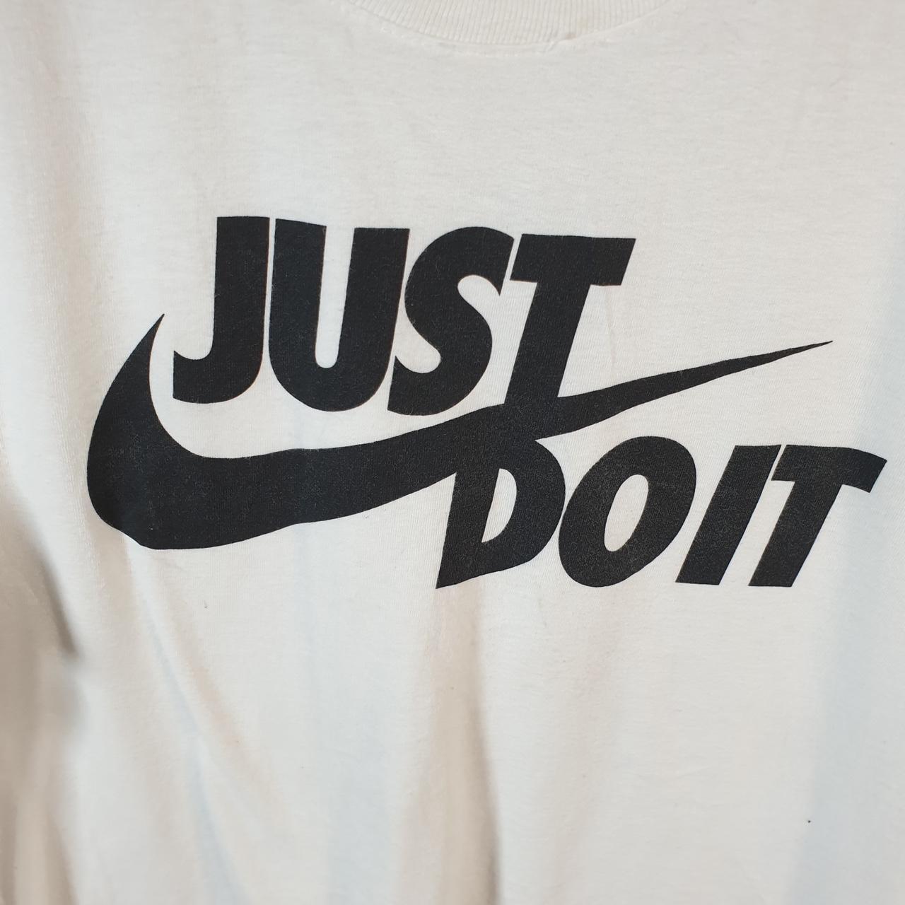 Vintage Nike Just Do It Spellout T Shirt Men’s Large White Logo Swoosh Athletic