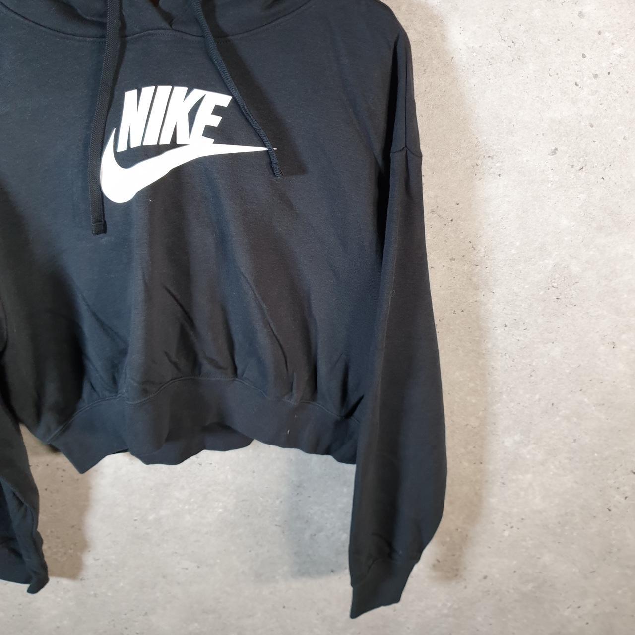 Vintage Nike Cropped Club Hoodie Womens Small Black Swoosh Y2K Pullover