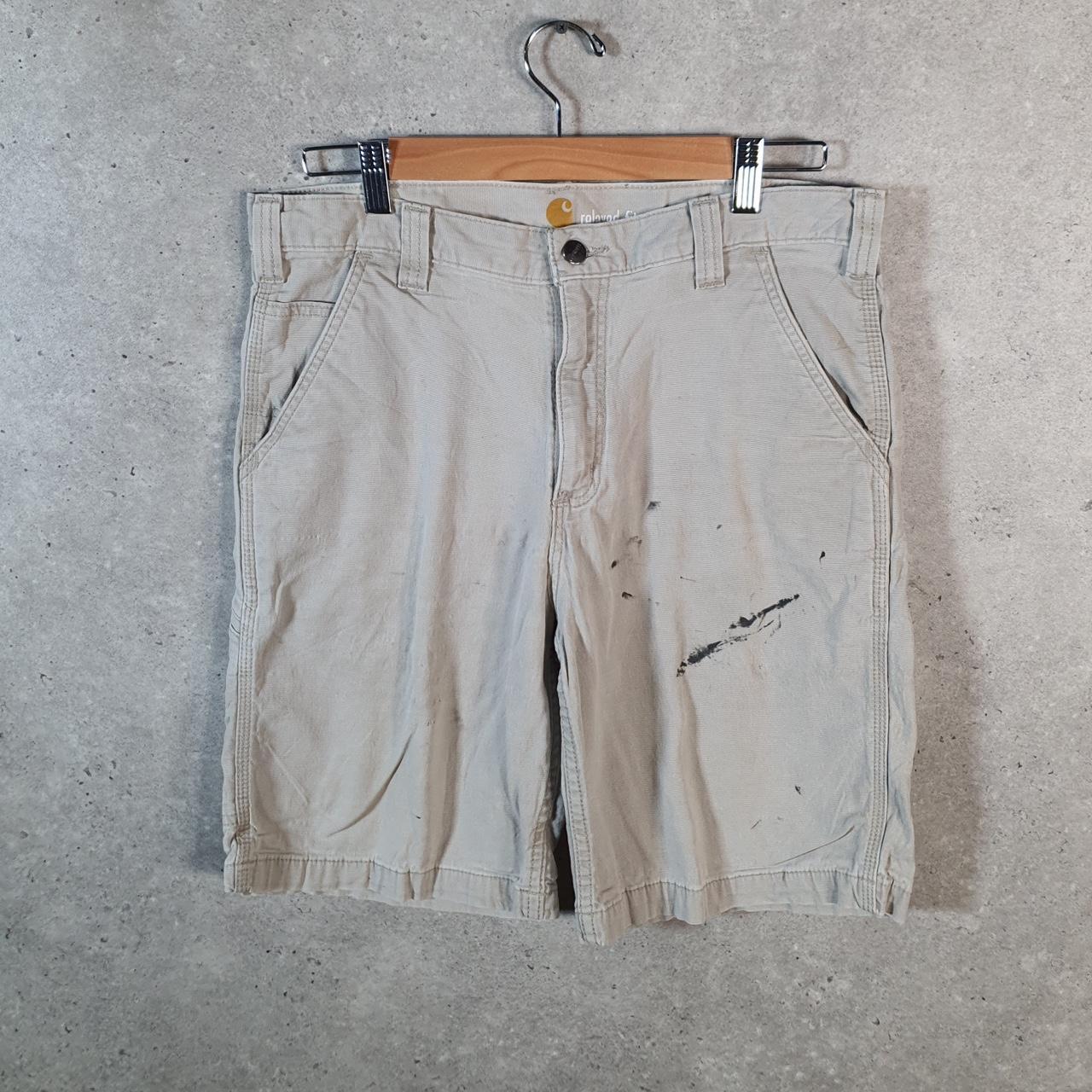 Vintage Carhartt Baggy Carpenter Shorts Jorts Cargo Men’s W34 Beige Relaxed Fit Workwear Big Fish Vintage