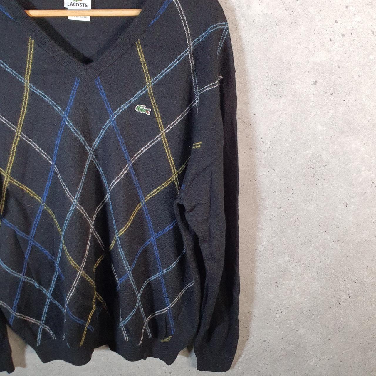 Vintage Lacoste Knit Sweater Mens Large Black Y2K Jumper Logo