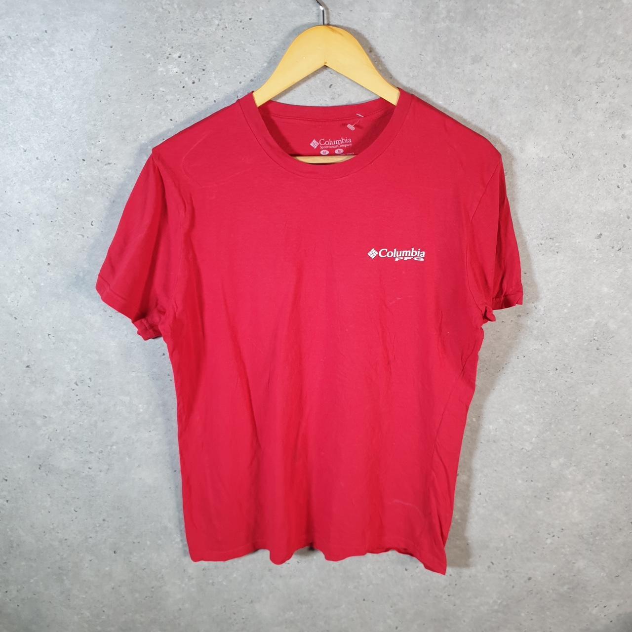 Vintage Columbia PFG USA Flag T Shirt Shirt Men’s Medium Red Logo Athletic