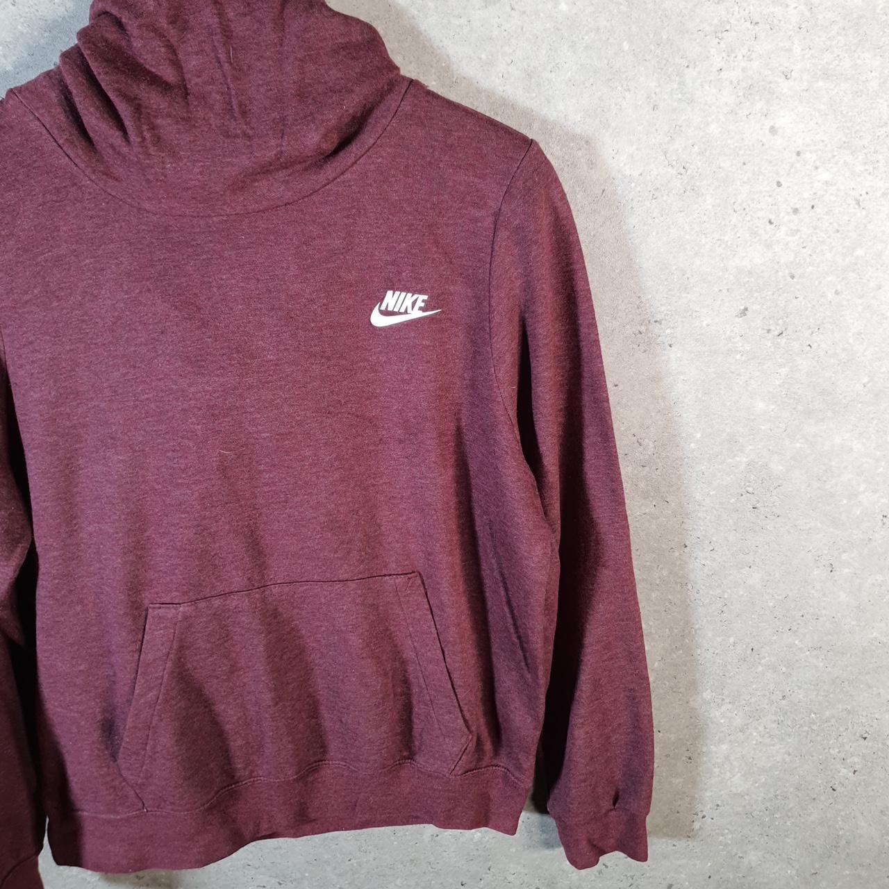 Vintage Nike Spellout Club Hoodie Womens Medium Burgundy Swoosh Y2K Pullover